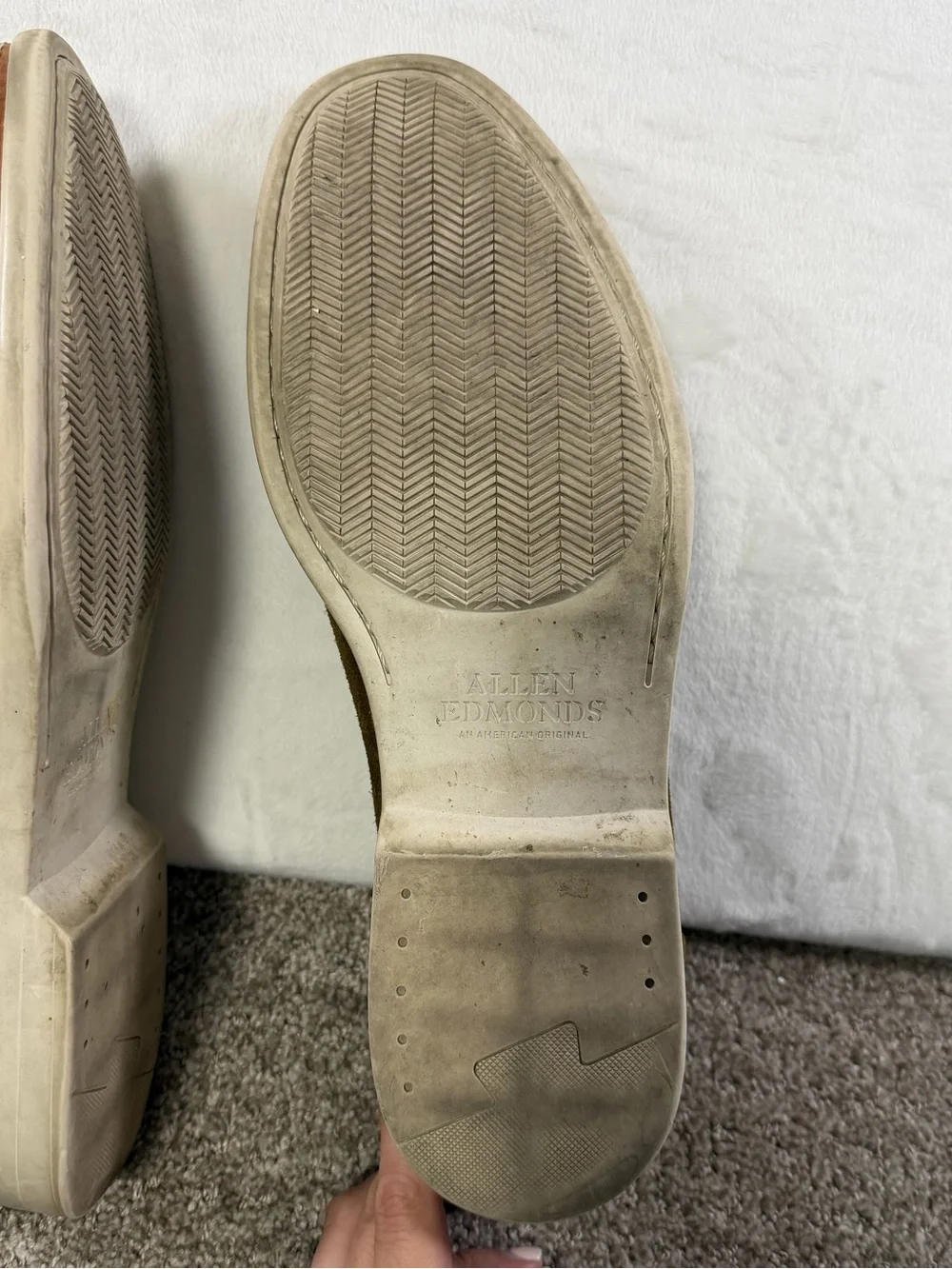Allen Edmonds Wilder Olive Green Suede Slip-On Loafers